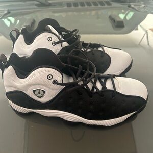 Jordan Black and White Athletic Shoes with Mesh Upper